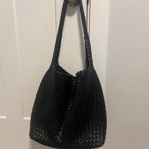 Anthropologie Black Woven Tote Bag